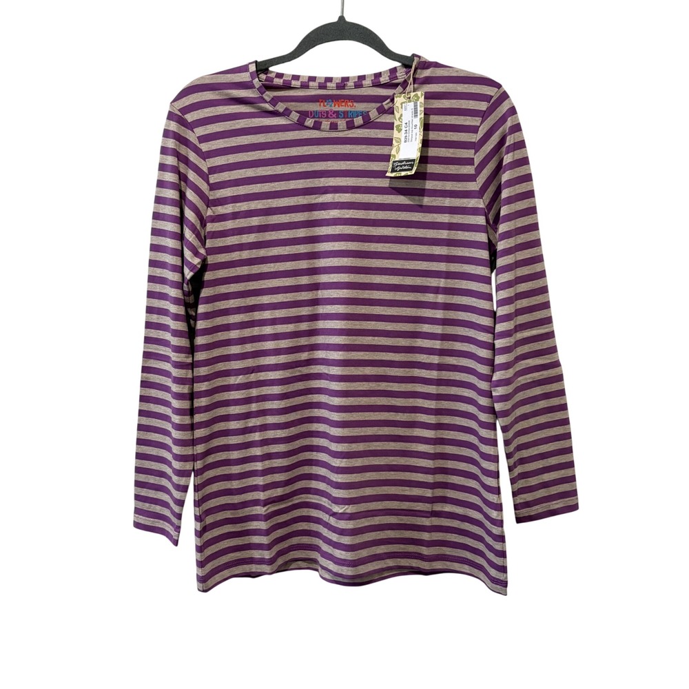 Gudrun Sjoden Essential Striped Top Women Small Purple Gray Organic Cotton